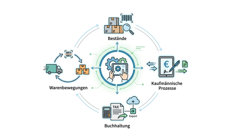 Illustration Warenwirtschaft und Lagerprozesse in Odoo