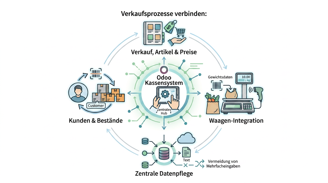 Illustration Kassensystem und Waagenanbindung in Odoo