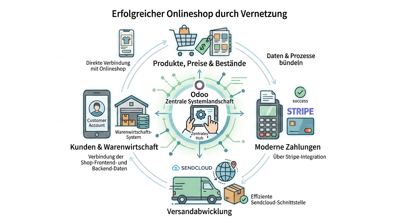 Illustration Odoo Onlineshop und E-Commerce